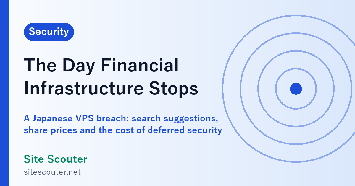 The Day Financial Infrastructure Stops: A Japanese VPS Breach, Search Suggestions, Share Prices, and What Under-investing in Security Costs (Flash Edition)