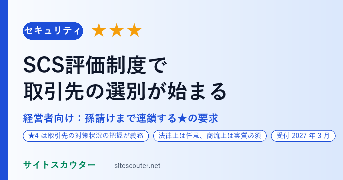 SCS評価制度で取引先の選別が始まる｜経営者が知るべき、孫請けまで連鎖する★の要求と満たさない会社に起きること